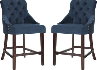 Safavieh Eleni Tufted Wing Back Counter Stool Navy Furniture 