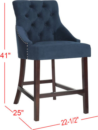 Safavieh Eleni Tufted Wing Back Counter Stool Navy Furniture 