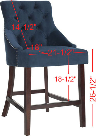 Safavieh Eleni Tufted Wing Back Counter Stool Navy Furniture 