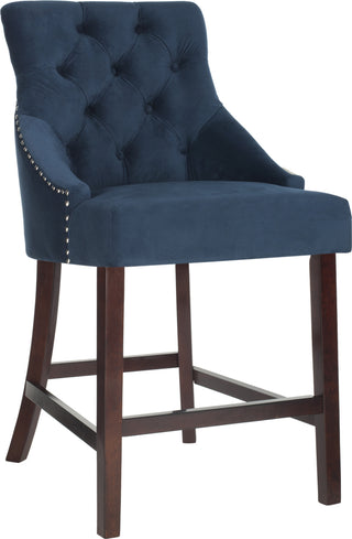 Safavieh Eleni Tufted Wing Back Counter Stool Navy Furniture 