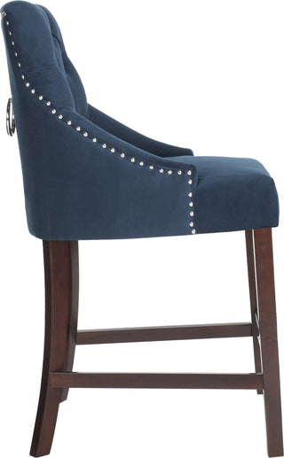 Safavieh Eleni Tufted Wing Back Counter Stool Navy Furniture 