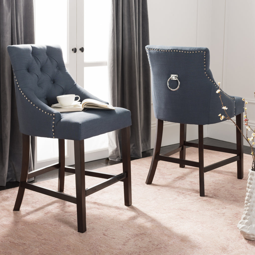 Safavieh Eleni Tufted Wing Back Counter Stool Navy  Feature