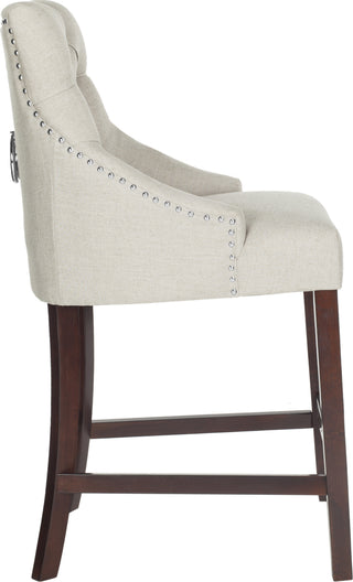 Safavieh Eleni Tufted Wing Back Counter Stool Light Grey Furniture 