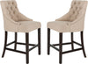 Safavieh Eleni Tufted Wing Back Counter Stool Beige Furniture 