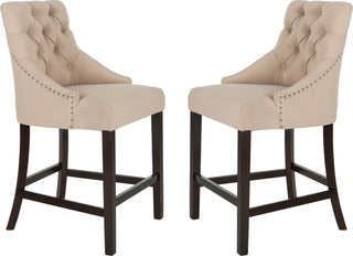 Safavieh Eleni Tufted Wing Back Counter Stool Beige Furniture 