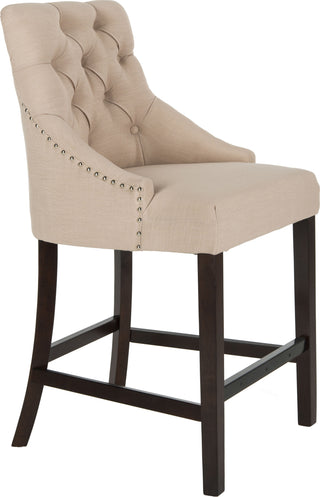 Safavieh Eleni Tufted Wing Back Counter Stool Beige Furniture 