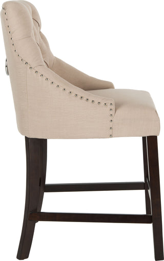 Safavieh Eleni Tufted Wing Back Counter Stool Beige Furniture 