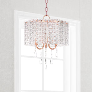 Safavieh Harlyn 3 Light 135-Inch Dia Chandelier Clear/Copper Lamp Mirror 