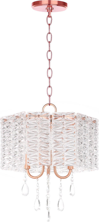 Safavieh Harlyn 3 Light 135-Inch Dia Chandelier Clear/Copper Lamp Mirror 