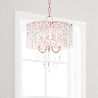 Safavieh Harlyn 3 Light 135-Inch Dia Chandelier Clear/Copper Lamp Mirror 