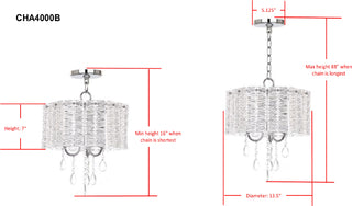 Safavieh Harlyn 3 Light 135-Inch Dia Chandelier Clear/Chrome Lamp Mirror 