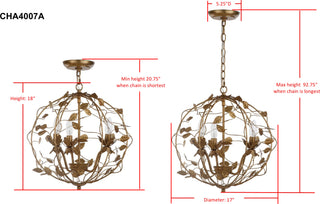 Safavieh Austen Cage Chandelier Gold Leaf Lamp 