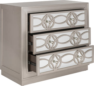 Safavieh Catalina 3 Drawer Chest Champagne and Nickel Mirror Furniture 