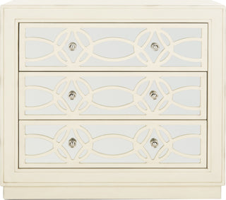 Safavieh Catalina 3 Drawer Chest Antique Beige and Nickel Mirror Furniture main image