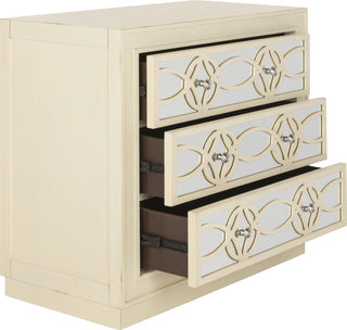 Safavieh Catalina 3 Drawer Chest Antique Beige and Nickel Mirror Furniture 