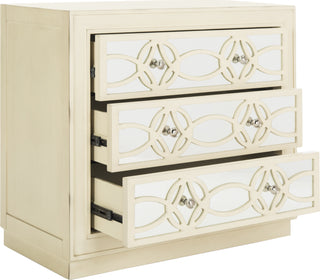 Safavieh Catalina 3 Drawer Chest Antique Beige and Nickel Mirror Furniture 