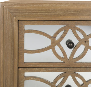 Safavieh Catalina 3 Drawer Chest Rustic Oak and Dark Bronze Mirror Furniture 