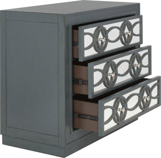 Safavieh Catalina 3 Drawer Chest Steel Teal and Nickel Mirror Furniture 