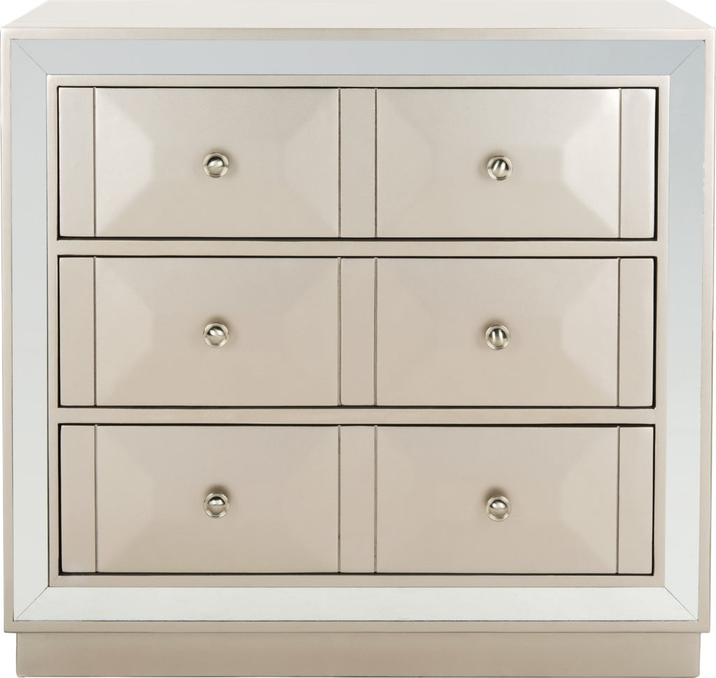 Safavieh Sloane 3 Drawer Chest Champagne and Nickel Mirror Furniture main image