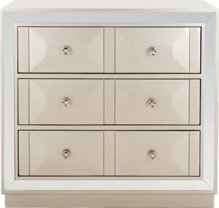 Safavieh Sloane 3 Drawer Chest Champagne and Nickel Mirror Furniture main image