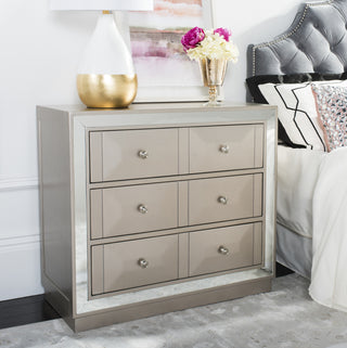 Safavieh Sloane 3 Drawer Chest Champagne and Nickel Mirror Furniture 