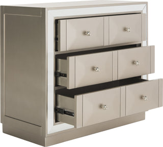 Safavieh Sloane 3 Drawer Chest Champagne and Nickel Mirror Furniture 