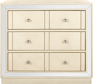 Safavieh Sloane 3 Drawer Chest Antique Beige and Nickel Mirror Furniture main image