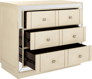 Safavieh Sloane 3 Drawer Chest Antique Beige and Nickel Mirror Furniture 