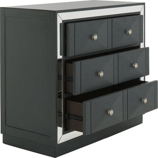 Safavieh Sloane 3 Drawer Chest Steel Teal and Nickel Mirror Furniture 