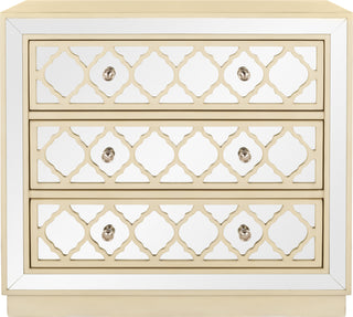 Safavieh Amelia 3 Drawer Chest Antique Beige and Nickel Mirror Furniture main image