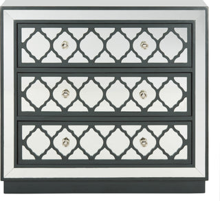 Safavieh Amelia 3 Drawer Chest Steel Teal and Nickel Mirror Furniture main image