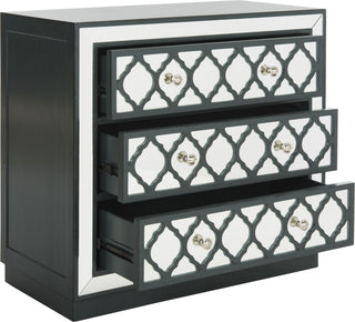 Safavieh Amelia 3 Drawer Chest Steel Teal and Nickel Mirror Furniture 