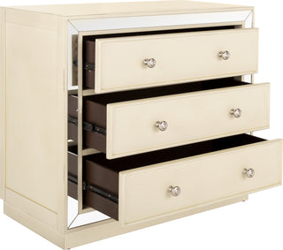 Safavieh Silas 3 Drawer Chest Antique Beige and Nickel Mirror Furniture 