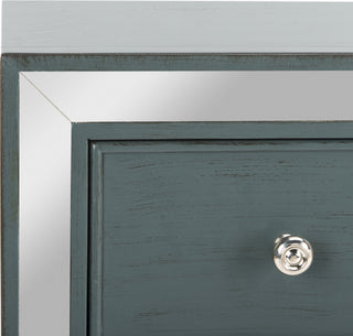 Safavieh Silas 3 Drawer Chest Steel Teal and Nickel Mirror Furniture 