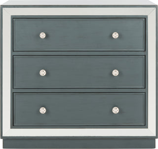 Safavieh Silas 3 Drawer Chest Steel Teal and Nickel Mirror Furniture main image