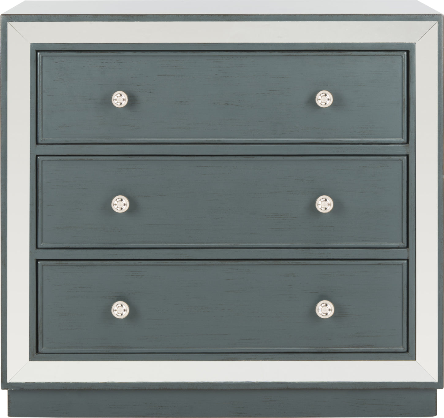 Safavieh Silas 3 Drawer Chest Steel Teal and Nickel Mirror Furniture main image
