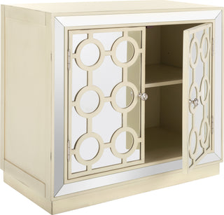 Safavieh Kaia 2 Door Chest Antique Beige and Nickel Mirror Furniture 