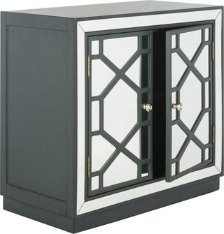 Safavieh Juniper 2 Door Chest Steel Teal and Nickel Mirror Furniture 