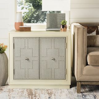 Safavieh Azuli 2 Door Chest Antique Beige and Nickel Mirror  Feature