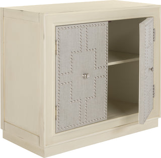 Safavieh Azuli 2 Door Chest Antique Beige and Nickel Mirror Furniture 