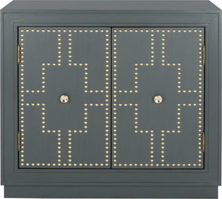 Safavieh Azuli 2 Door Chest Steel Teal and Gold Mirror Furniture main image