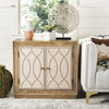 Safavieh Yuna 2 Door Chest Rustic Oak and Copper Mirror Furniture  Feature