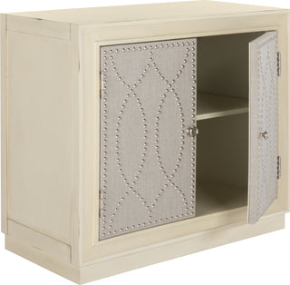 Safavieh Yuna 2 Door Chest Antique Beige and Nickel Mirror Furniture 