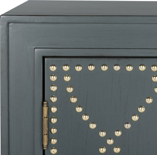 Safavieh Yuna 2 Door Chest Steel Teal and Gold Mirror Furniture 