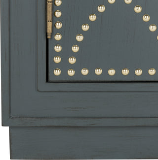 Safavieh Yuna 2 Door Chest Steel Teal and Gold Mirror Furniture 