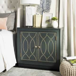 Safavieh Yuna 2 Door Chest Steel Teal and Gold Mirror  Feature