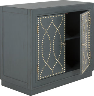 Safavieh Yuna 2 Door Chest Steel Teal and Gold Mirror Furniture 