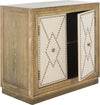 Safavieh Erin 2 Door Chest Rustic Oak Linen and Copper Mirror Furniture 