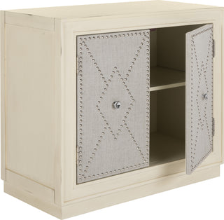 Safavieh Erin 2 Door Chest Light Grey Linen and Nickel Mirror Furniture 