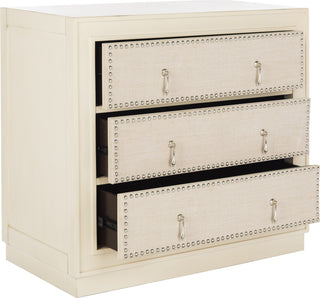 Safavieh Laputa 3 Drawer Chest Antique Beige and Linen Nickel Furniture 